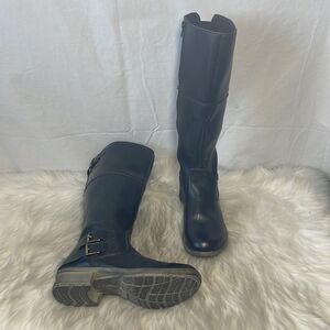 Clarks Black Pebbled Leather Knee High Boots Sz 5